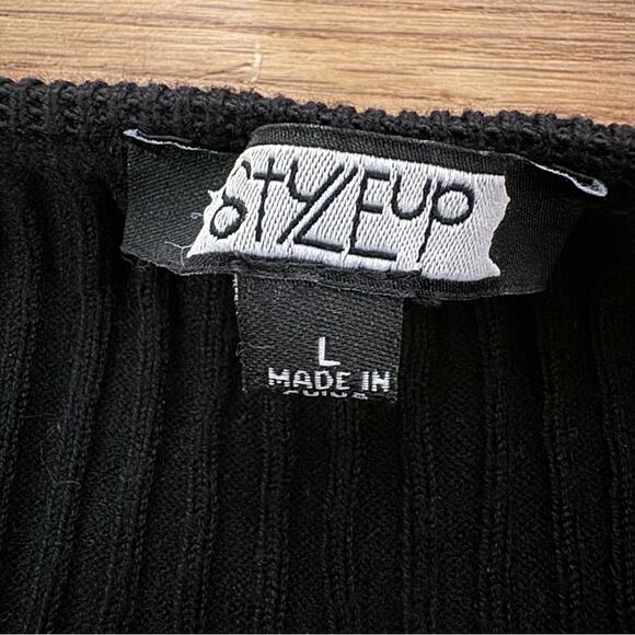 Style Up black ribbed long sleeve jumper size large L
 b6 - Picture 2 of 5